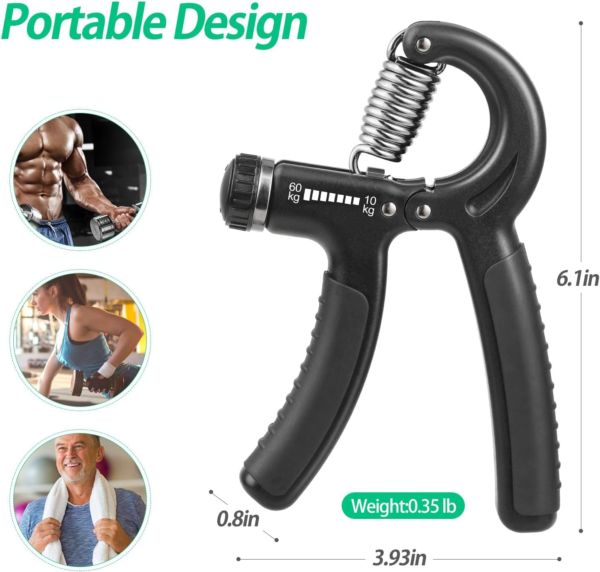 Grip Strength Trainer, Hand Grip Strengthener, Adjustable Resistance 22-132Lbs (10-60Kg), Forearm Strengthener, Perfect for Musicians Athletes and Hand Injury Recovery - Image 6